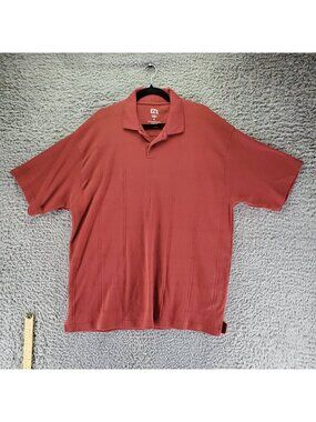 Haggar Shirt Mens XL Rust Red Polo EZs Cotton Blend Casual
